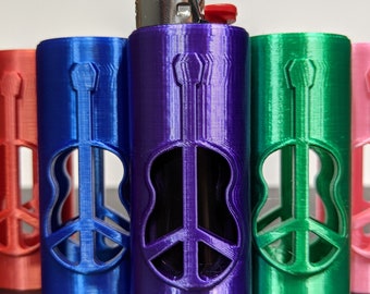 Lighter Sleeve with Peaceful Guitar Design - Fits BIC Lighter