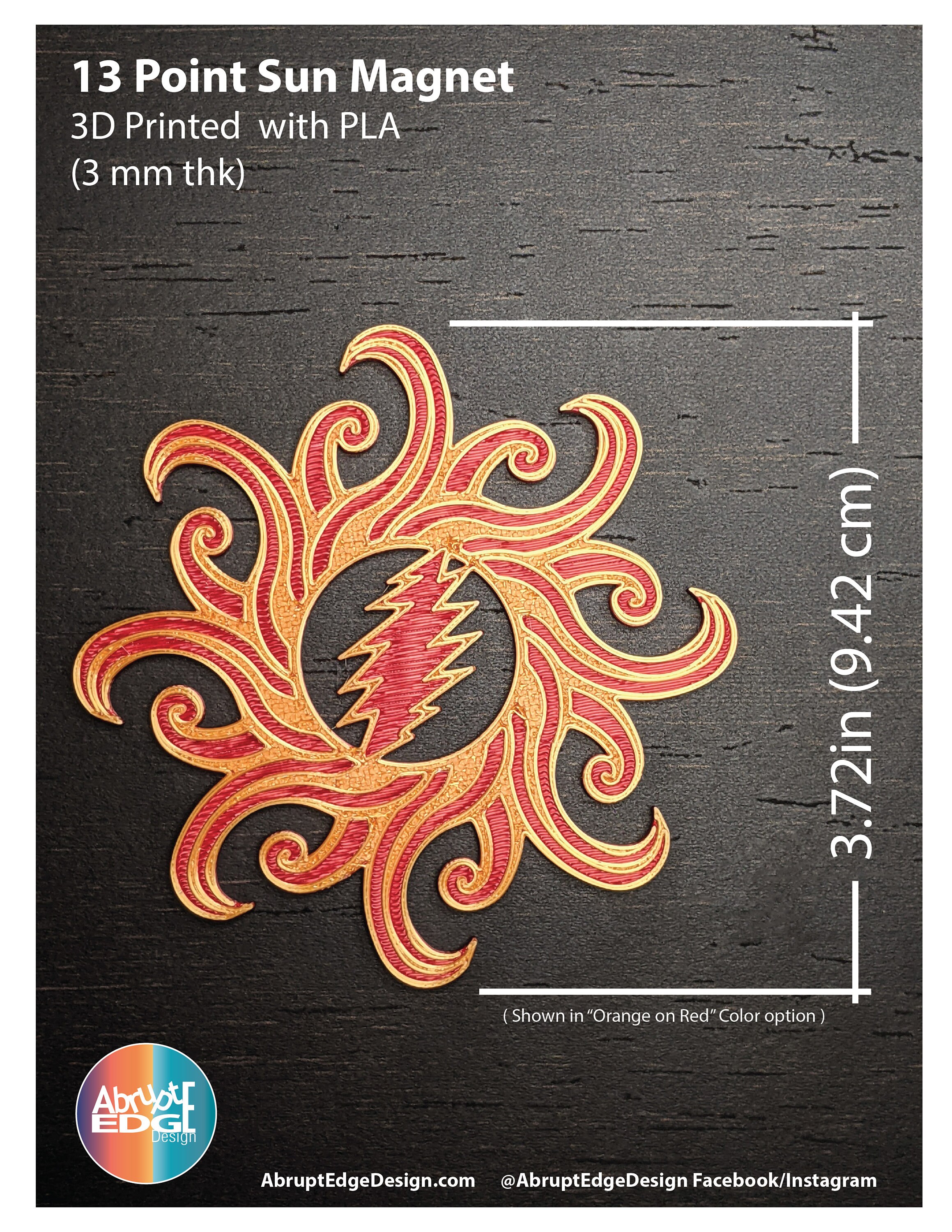 13 Point Bolted Sun Magnet – Dead Head Gift - Car/fridge Decor - Etsy