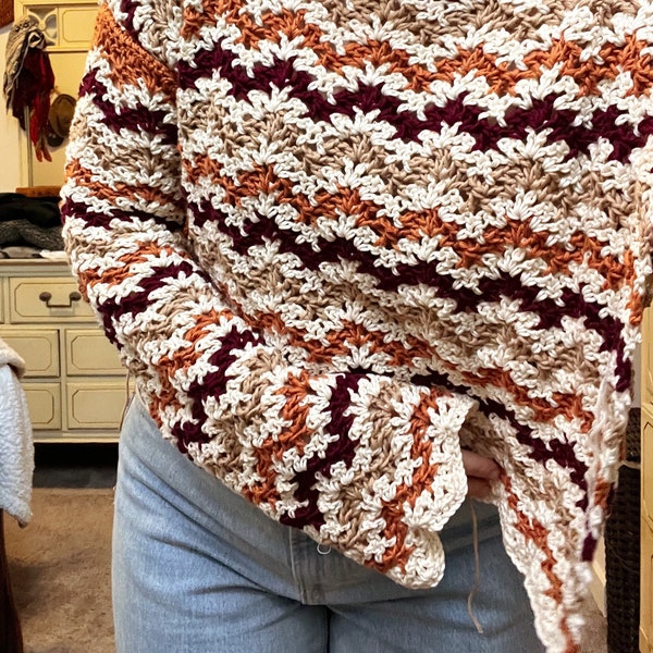 Margot Sweater, Crochet Sweater Pattern, Adjustable Size Inclusive Crochet Sweater Pattern, Lightweight Sweater Pattern ANY SIZE