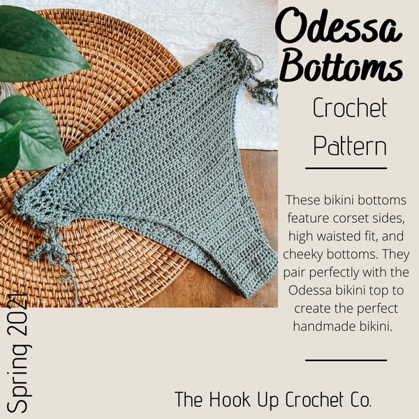 Odessa Bikini Bottoms Crochet Pattern, Bottoms Crochet Pattern, Lingerie Crochet Pattern, Cheeky Bottoms Crochet Bikini Pattern