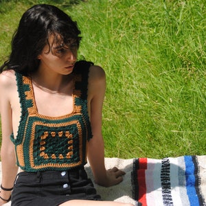 Not Your Grannys 70s Crop Top, Crochet crop top PATTERN, 70&#39;s Top Pattern, crochet top, crochet crop top, crochet PATTERN, crop top PATTERN