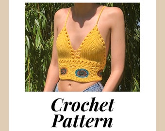 Crochet crop top PATTERN, crochet bralette PATTERN, crochet top PATTERN, festival crop top, crochet top, crochet bikini top, crochet bra