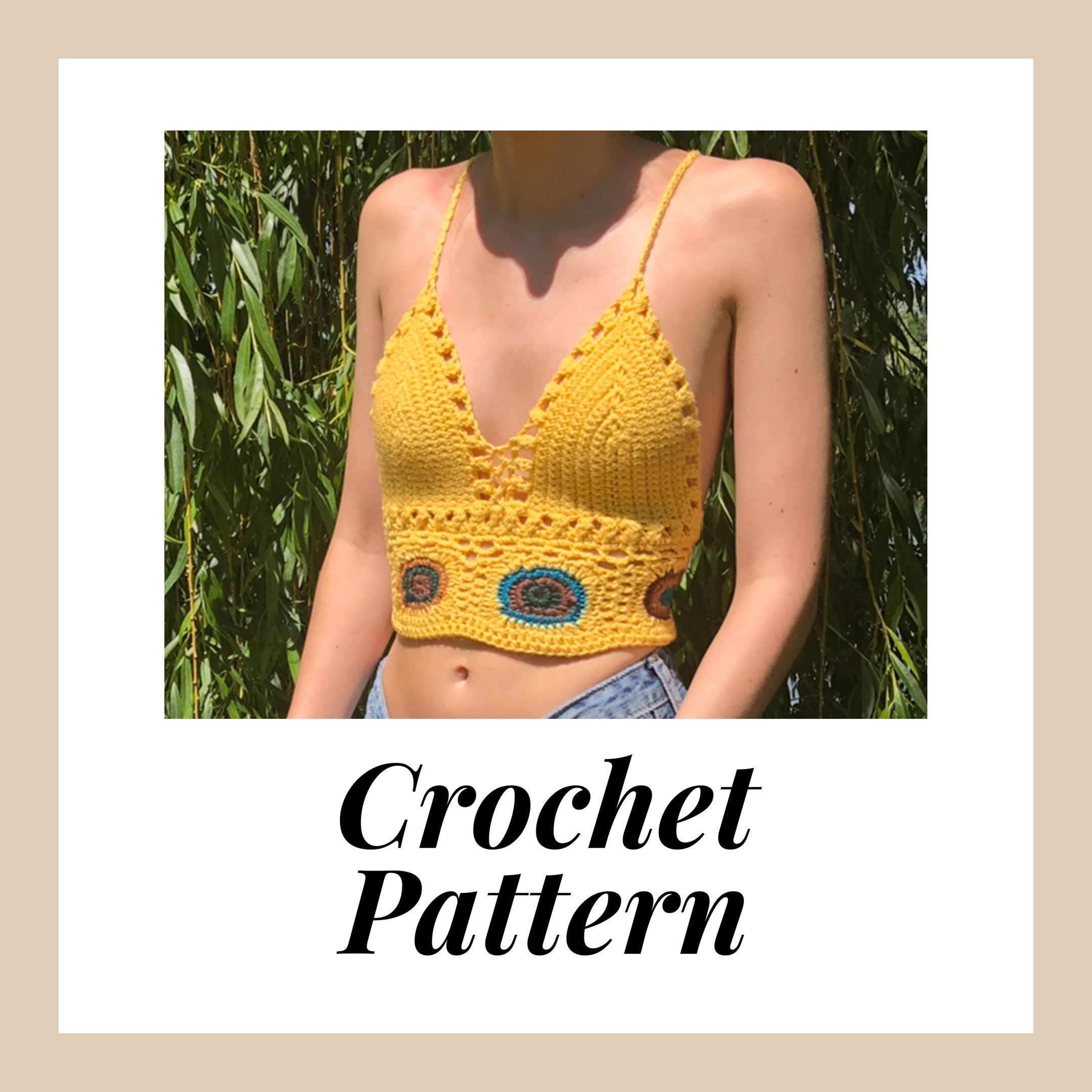 Crochet Crop Top PATTERN, Crochet Bralette PATTERN, Crochet Top PATTERN,  Festival Crop Top, Crochet Top, Crochet Bikini Top, Crochet Bra 