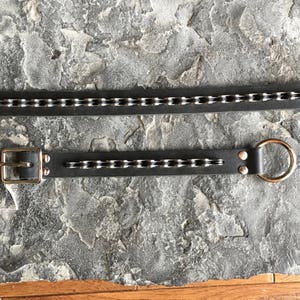 Leather shoulder strap for messenger bag fully custom handmade - raised bike chain purse bag strap punk biker