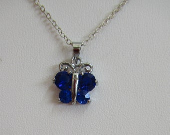 Adorable Blue Butterfly Crystal Necklace and Earring Set