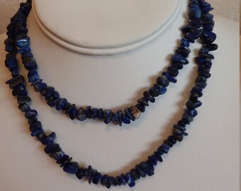 Lovely Blue Lapis Chip Necklace and Earrings