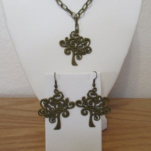 Bronze Tree of Life Necklace and Earring Set