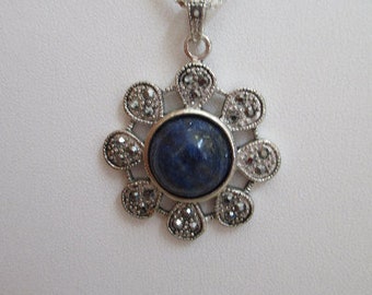 Stunning Blue and Antique Silver Necklace and Earrings