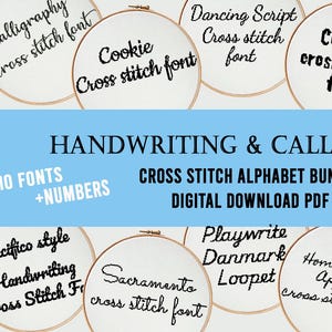 Handschrift & Kalligraphie | Kreuzstich Alphabet Bündel | 10 Schriftarten + Zahlen | PDF | Script Stickbuchstaben | Digitaler Download
