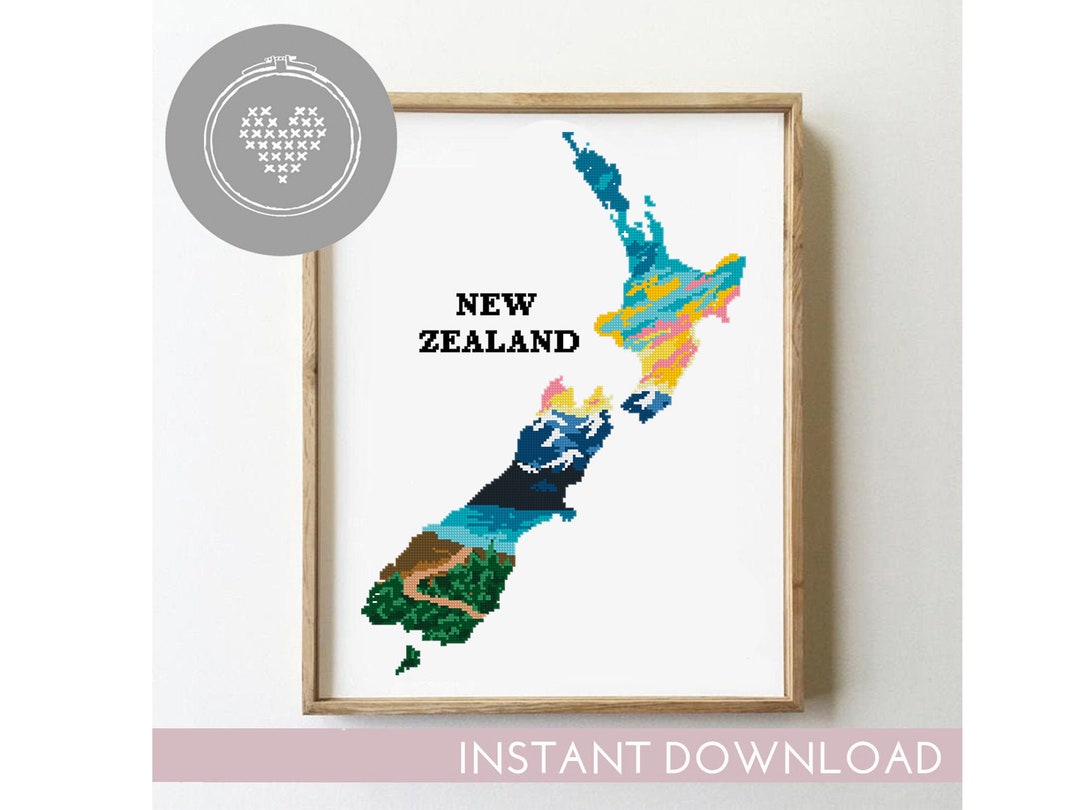 New Zealand Cross Stitch Pattern Counted Nature Xstitch DIY Modern Easy