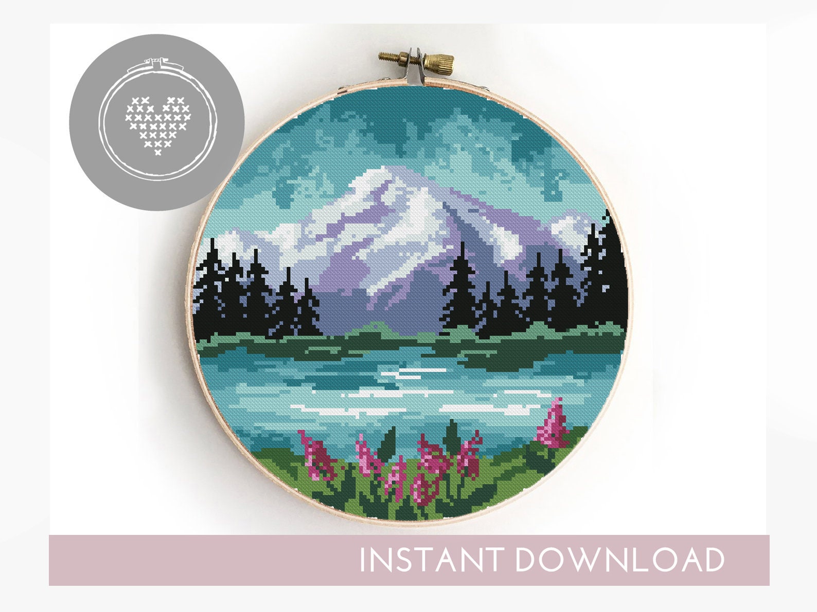 Denali national park counted cross stitch pattern Alaska USA Etsy