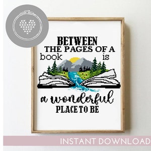 Book Cross Stitch Pattern | Modern Quote Xstitch PDF | DIY Reading Design | Easy Embroidery Chart | Literary Decor | Digital Download