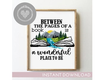 Book Quote Cross Stitch Pattern: Modern Reading Design (Digital Download)
