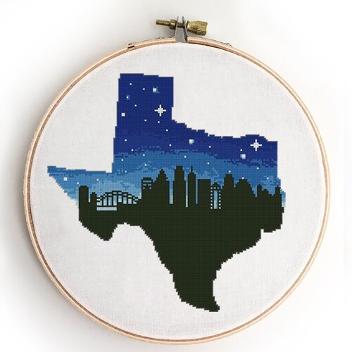 Texas State Counted Cross Stitch Pattern Skyline Landscape USA Etsy