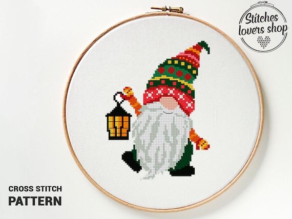 Wood Cross Stitch Ornament Kit - Jolly St. Nick - Stitched Modern