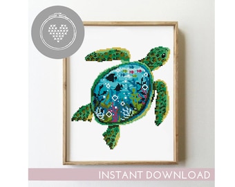 Turtle Print Counted Cross Stitch Embroidery Kit Seascape Animals Oven Turtle Print Counted Cross Stitch Embroidery Kit Seascape Animals Oven