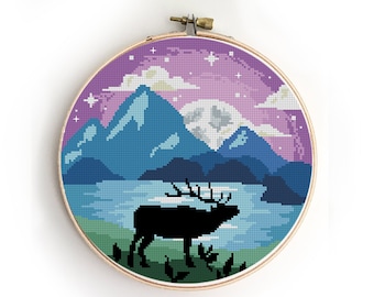 Grand Teton National Park Cross Stitch Pattern: Landscape, Mountains (PDF)