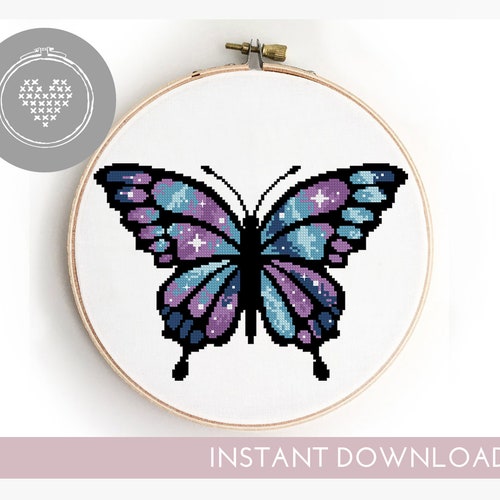Rainbow Butterfly Cross Stitch Pattern Easy Digital DIY Etsy
