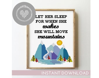 Mountains Cross Stitch Pattern – Nursery Decor DIY (PDF Pattern)