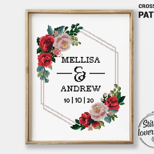 Bruiloft kruissteekpatroon geteld moderne kaart xstitch DIY cadeau eenvoudig - kruissteekpatroon (digitaal formaat - pdf)