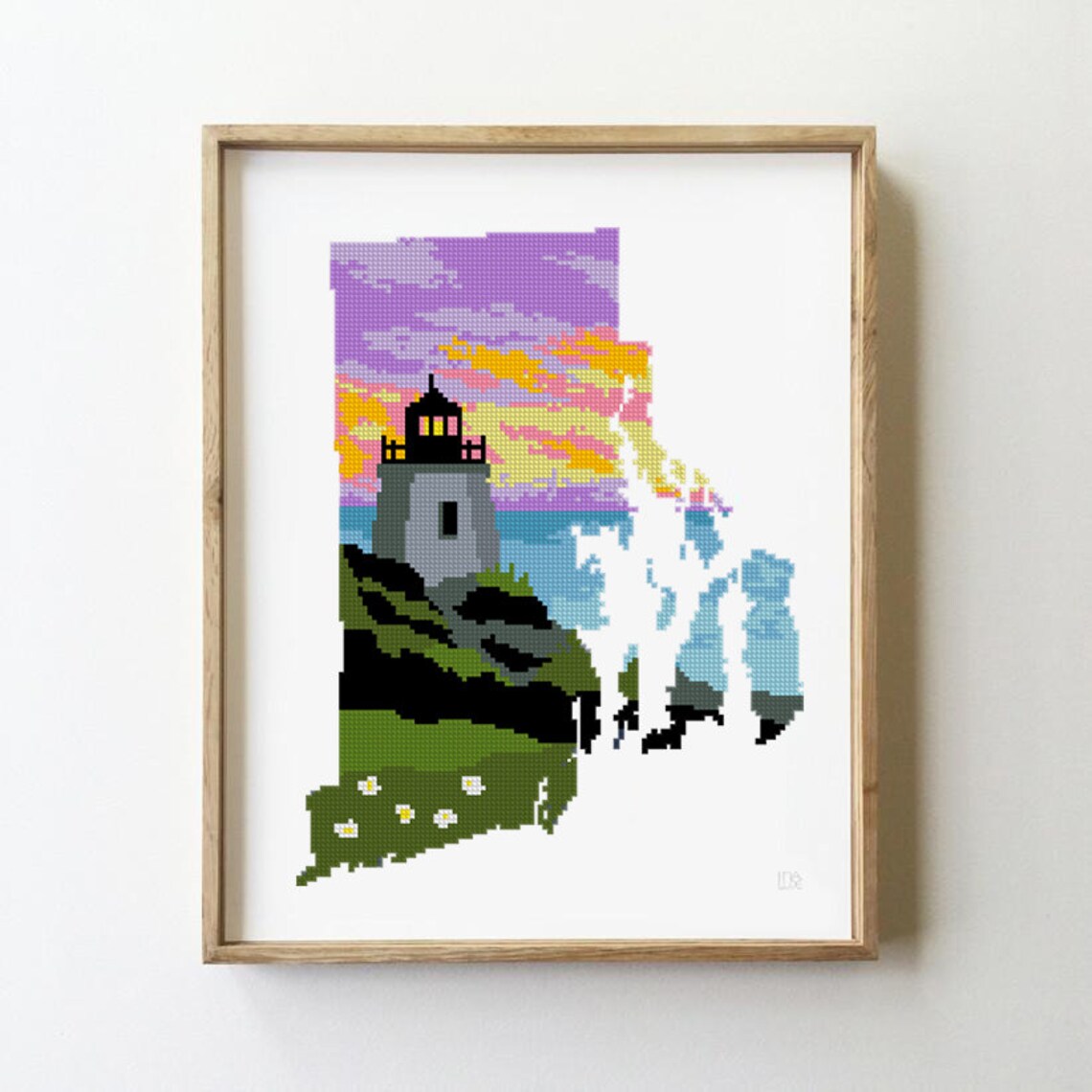 Rhode Island counted cross stitch pattern skyline landscape Etsy