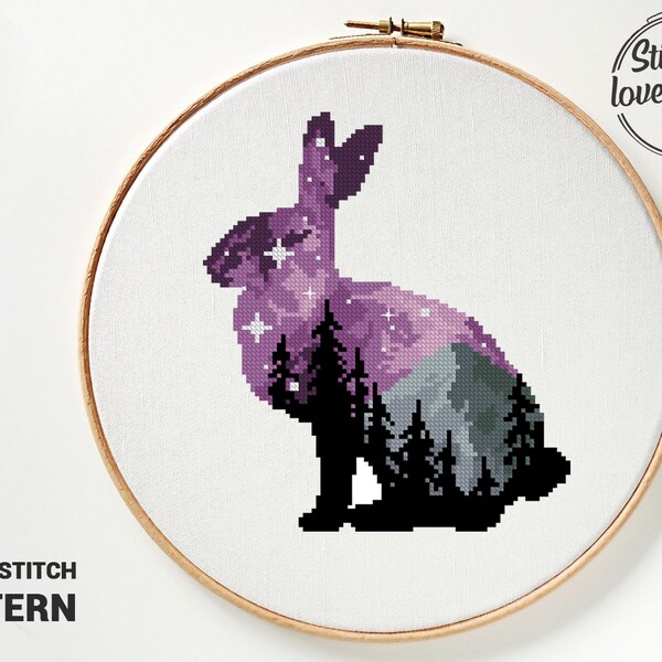 Rabbit Cross Stitch - Etsy