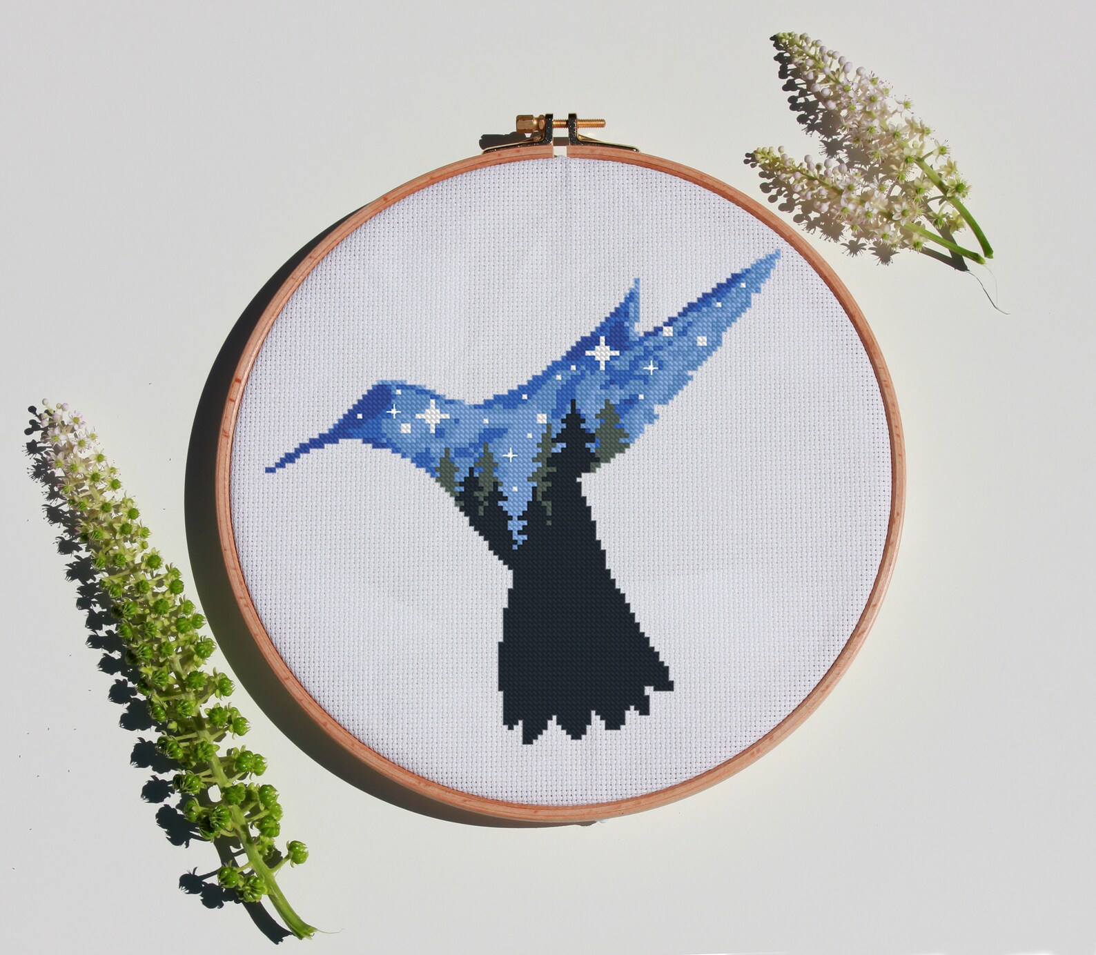 Hummingbird counted cross stitch pattern bird animal galaxy Etsy