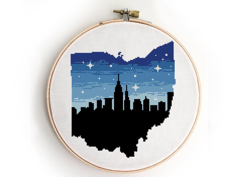 Cleveland Ohio Counted Cross Stitch Pattern Skyline Landscape Etsy