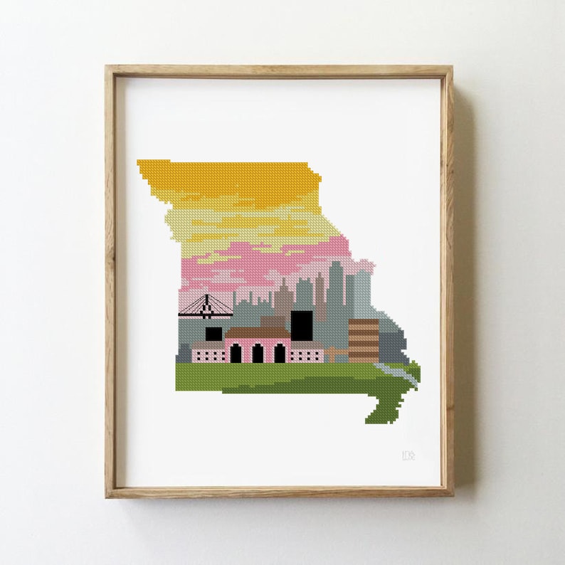 Kansas City Missouri Counted Cross Stitch Pattern Skyline Etsy