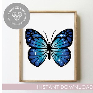Vlinder geteld kruissteekpatroon moderne kaart DIY xstitch gemakkelijk grappig - kruissteekpatroon (digitaal formaat - pdf)