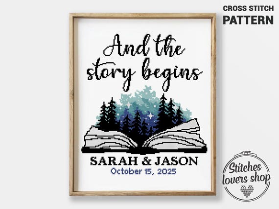 Wedding Cross Stitch Pattern: Personalized Names & Date (Digital Download)