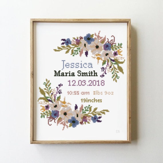 Floral Wreath Birth Announcement Printable