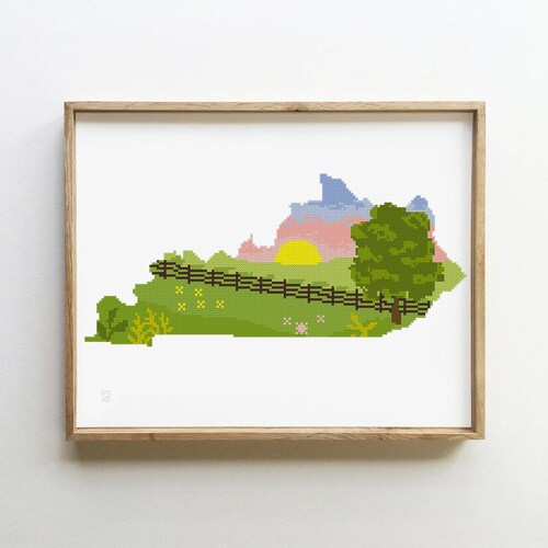 Kentucky State Modern Cross Stitch Pattern PDF Map USA Etsy