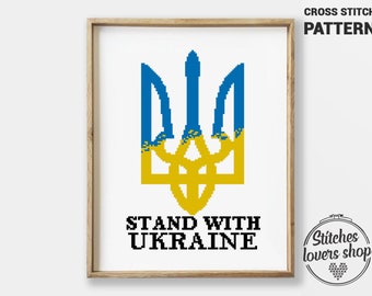 Ukraine Coat of Arms Cross Stitch Pattern – Landscape Nature (PDF)