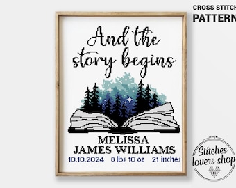 Books Birth Announcement Cross Stitch Pattern: Nursery Sampler (PDF)