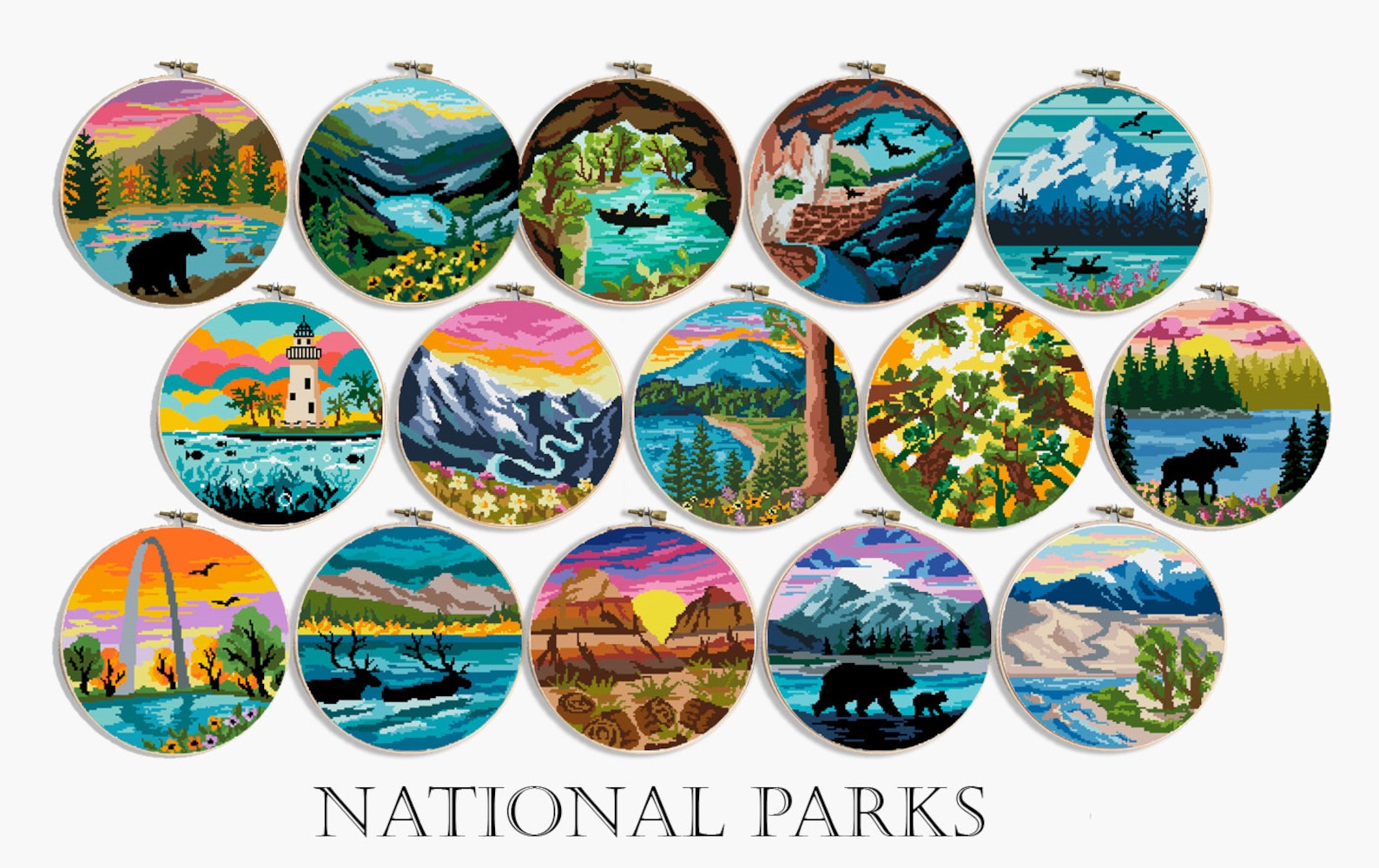 63 National Parks PDF counted cross stitch patterns Arches | Etsy