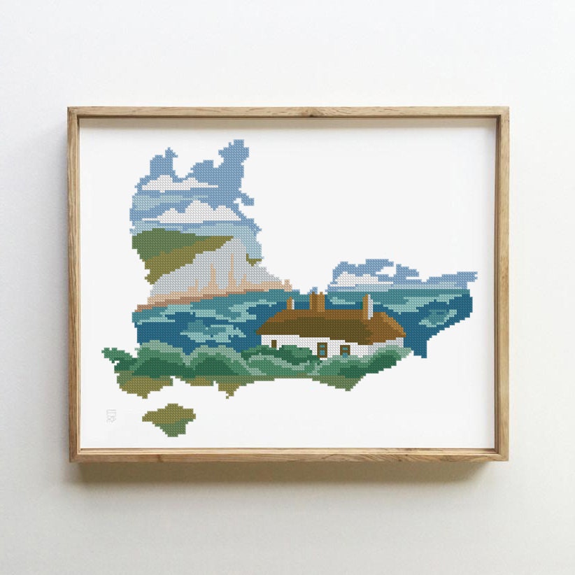 South East England Landscape Cross Stitch Pattern (PDF)