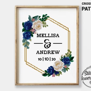 Wedding Cross Stitch Pattern | Modern DIY Xstitch Chart | Easy Embroidery Gift | Digital PDF Design