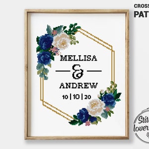 Wedding cross stitch pattern counted modern chart xstitch DIY gift easy - Cross Stitch Pattern (Digital Format - PDF)