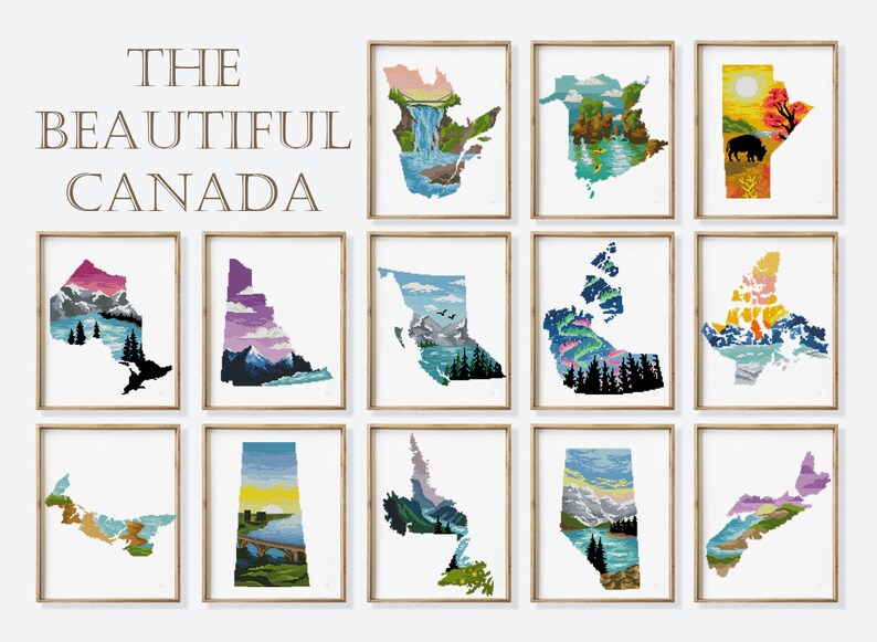 Set of 13 the Beautiful Canada Counted Cross Stitch Pattern Etsy Canada