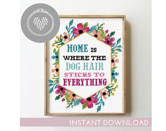 Dog Hair Cross Stitch Pattern: Funny Pet Lover Embroidery (PDF Pattern)