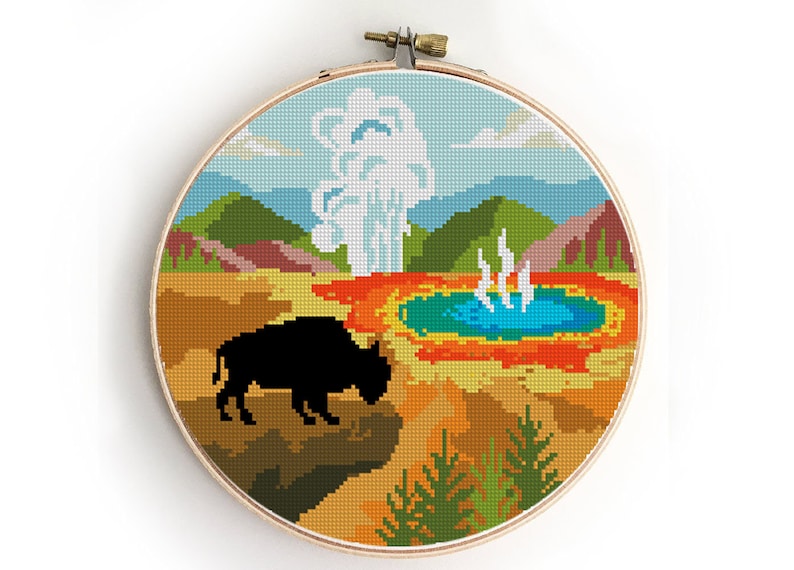 Set of 11 national parks counted cross stitch patterns Rocky Etsy