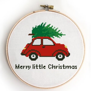 Kerstauto geteld kruissteekpatroon vakantiecadeau eenvoudige kaart woondecoratie DIY modern kruissteekpatroon (digitaal formaat - pdf)