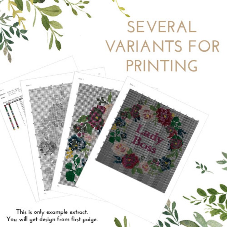 Cross Stitch Pattern Floral wreath birth announcement counted cross stitch pattern baby nursery personalized custom Digital Format - PDF