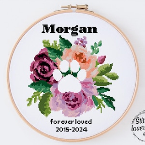 Modèle personnalisé de point de croix commémoratif | Conception commémorative personnalisée | Carte moderne inspirée de la nature | Hommage DIY | PDF Xstitch compté