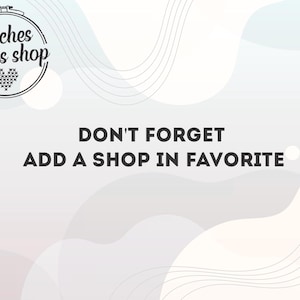 May include: A white and light blue abstract background with a white embroidery hoop with black text that reads "Stitches lovers shop". The text "DON'T FORGET ADD A SHOP IN FAVORITE" is in black text on the white background.