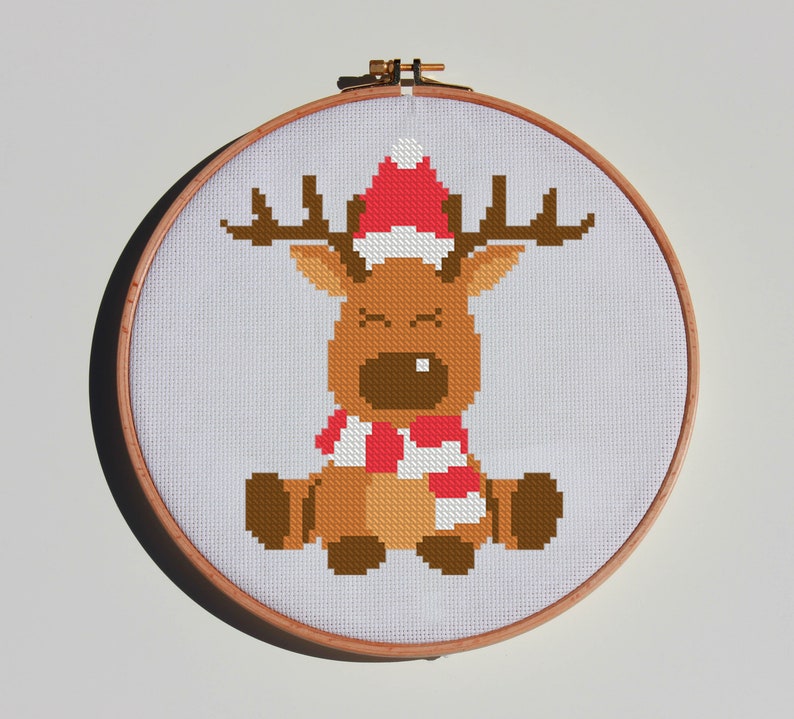 Christmas Cross Stitch Pattern Set Merry Santa Claus Reindeer Etsy