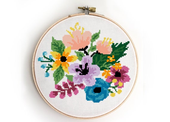Needlepoint Kit - Jungley Flowers - Stitched Modern