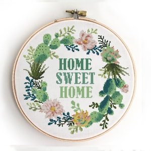 Home sweet Home cross stitch pattern counted modern xstitch chart DIY easy - Cross Stitch Pattern (Digital Format - PDF)