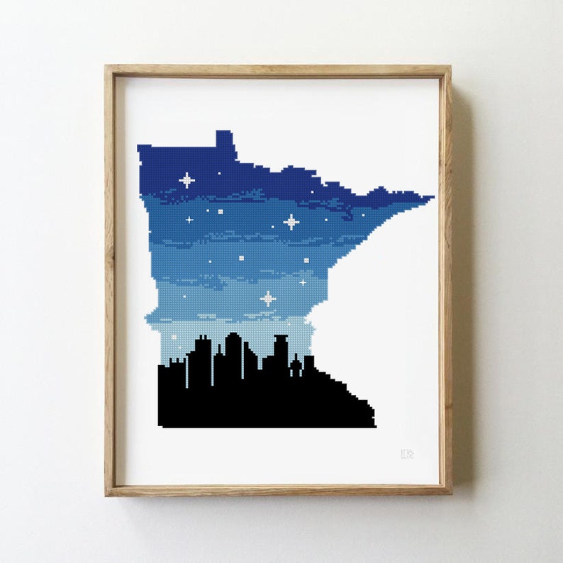 Minneapolis Counted Cross Stitch Pattern Minnesota Silhouette Etsy